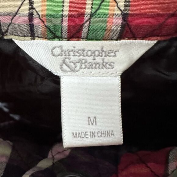 Christopher & Banks Quilted Plaid Snap Up Vest Red Multi Women's Size Medium - Picture 10 of 13